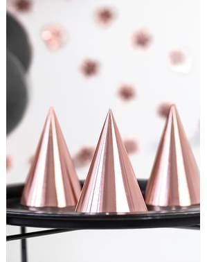 6 shiny caps in rose gold