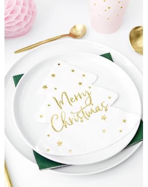 20 Serviettes en papier de noël Merry Christmas en forme de sapin x 16,5 cm)