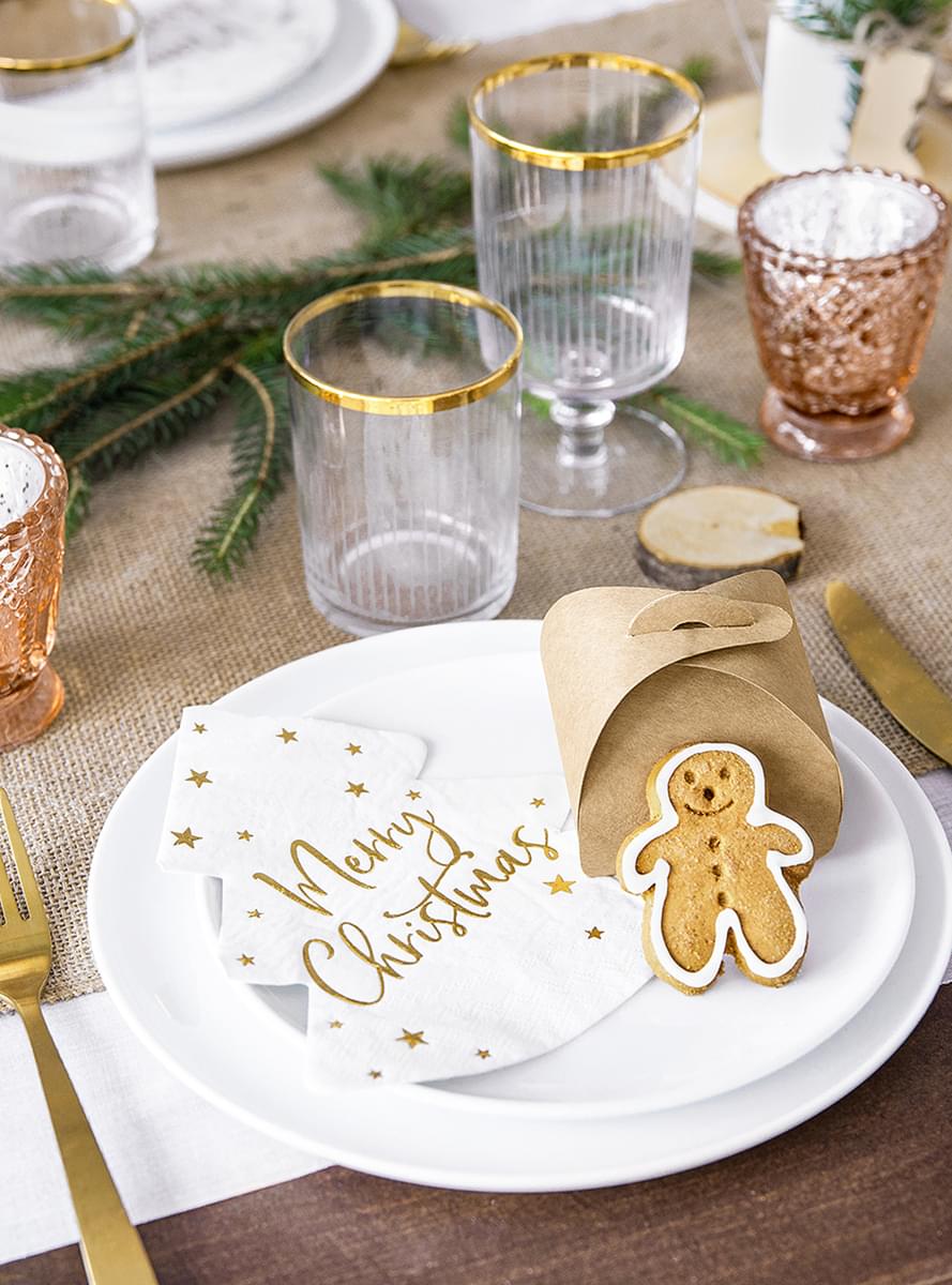 20 Merry Christmas tree-shaped napkins (16 x 16.5 cm)