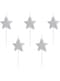 5 velas de estrellas con purpurina plateadas