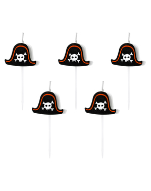 5 kaarsen voor piratenfeestje - Pirates Party