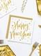20 Serviettes en papier Nouvel An Happy New Year blanches et dorées (33 x 33 cm) - Jolly New Year