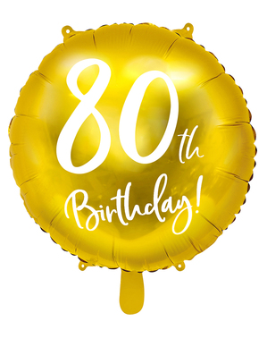 Balão 80 th Birthday dourado (45 cm)