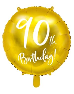 Gylden 90-års fødselsdag ballon (45 cm)