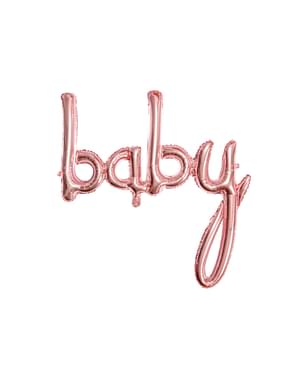 Ballong Baby roséguldfärgad (75 cm) - Baby Shower Party