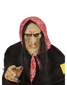 Adult's Wrinkled Witch Mask with Hair
