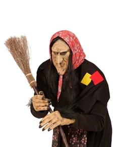 Adult's Wrinkled Witch Mask with Hair