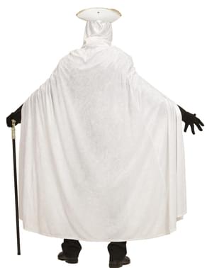 Biely zamatový plášť pre dospelých