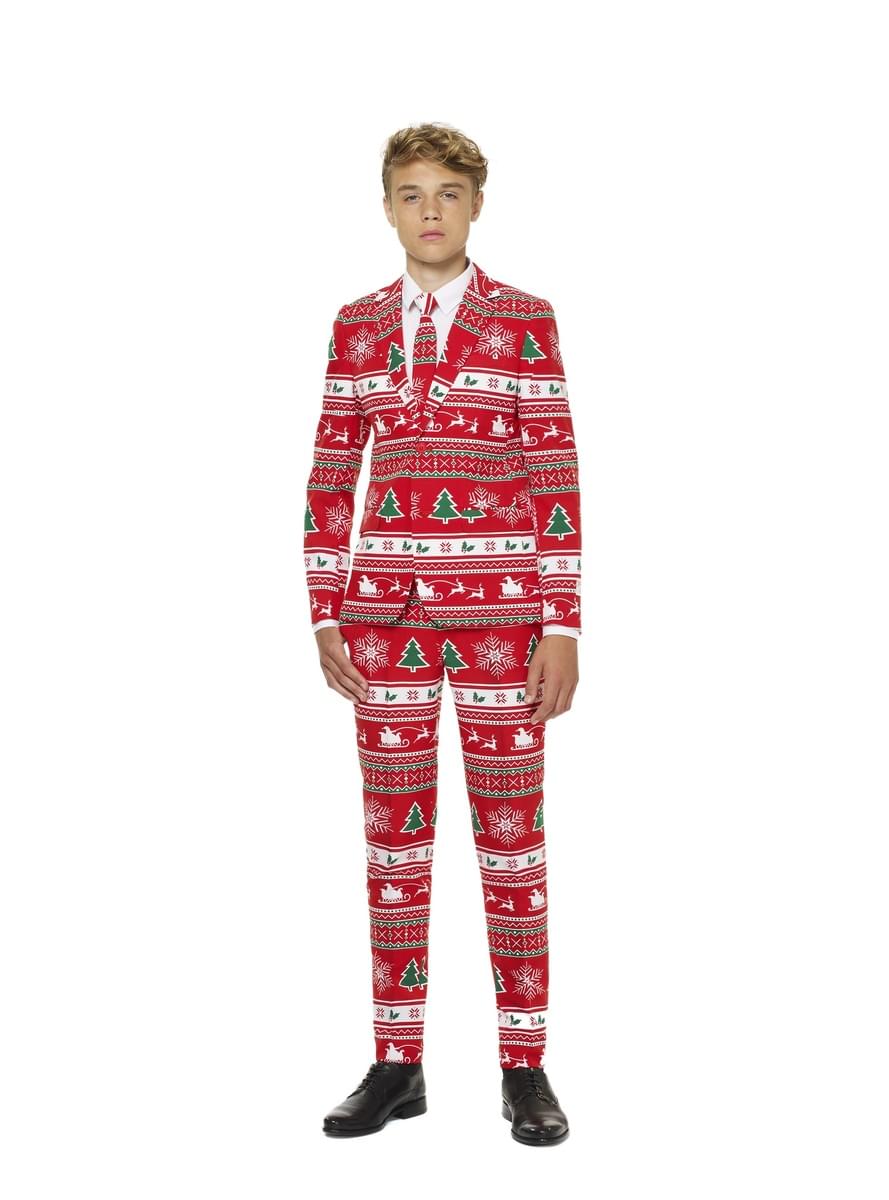 Червоний новорічний костюм «Wonderland» для підлітків - Opposuits
