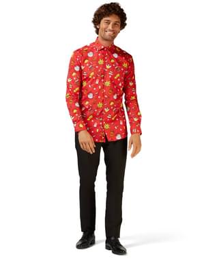 חולצת המולד Opposuits לגברים ב Doodle אדום