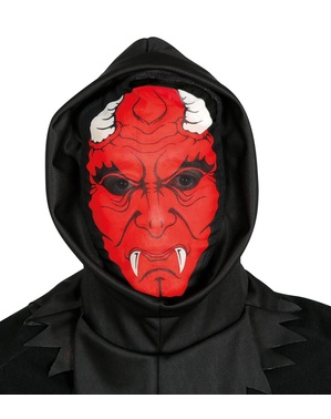 Elastische Maske erschreckender Teufel mit Kapuze für Erwachsene