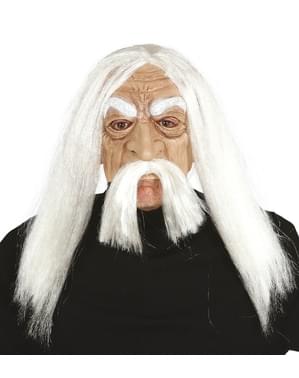 Maske Matusalem mit Haaren aus PVC für Erwachsene
