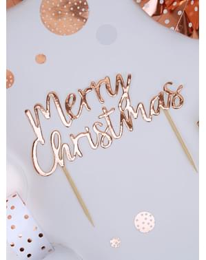 Златисторозови украси за сладкиши „Merry Christmas“ – Pink Christmas