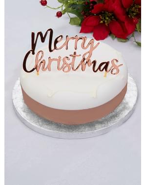 ピンク・クリスマス　ローズゴールド色の「メリークリスマス」カップケーキ飾り