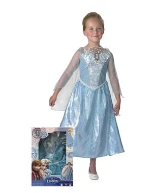 Déguisement Elsa La Reine des Neiges avec lumière et son en boîte vitrine fille