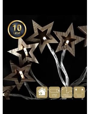 Grinalda luminosa de estrelas de madeira