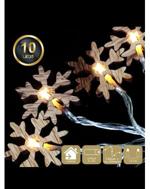 Wood snowflakes garland with lights