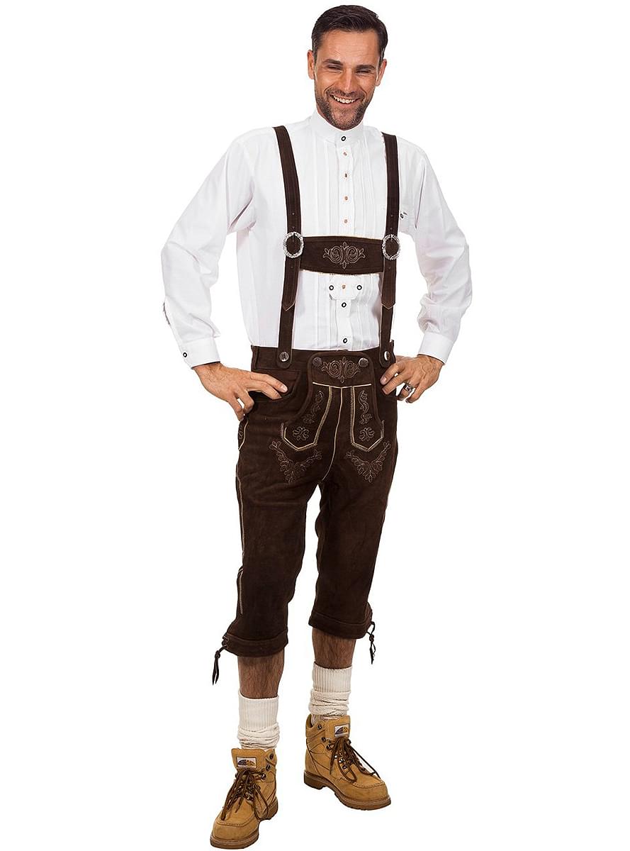 Lederhose marrone scuro deluxe per uomo