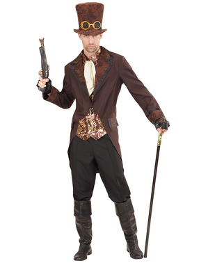 Bruin elegant steampunk kostuum voor mannen