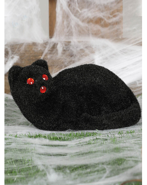 Kucing hitam dekoratif dengan sosok mata merah