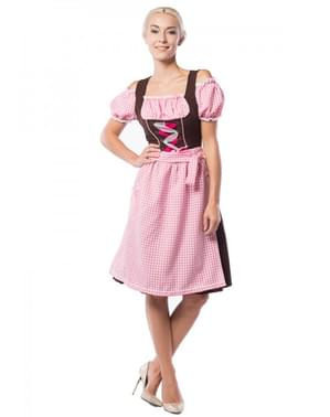 Grote maat Oktoberfest Dirndl voor dames, bruin & roze