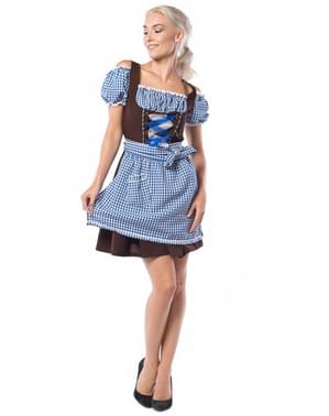 Φόρεμα Dirndl Oktoberfest μπλε και καφέ για γυναίκες μεγάλης μέγεθος