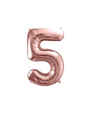 «5» фольгированный шар из розового золота (86 см)