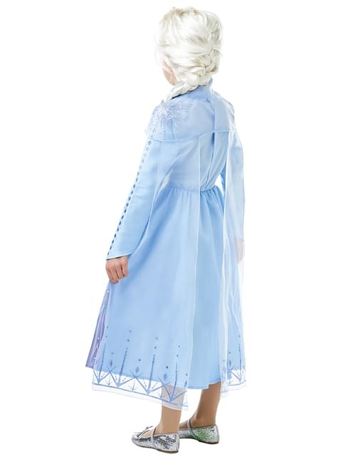 Costum Elsa Frozen 2 cu perucă pentru fată