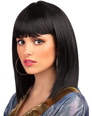 Kratka črna lasulja z resicami