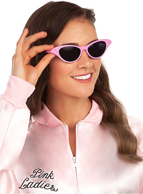 Pink Ladies Grease Sunglasses Flyaway Rock and Roll Diamante Glasses 50s  1950s