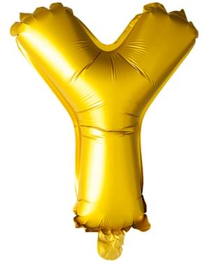 Bogstav Y guldfarvet ballon (102 cm)
