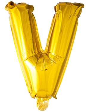 Zlati folijski balon črke V (102 cm)