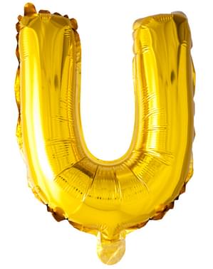 Balão letra U dourada (102 cm)