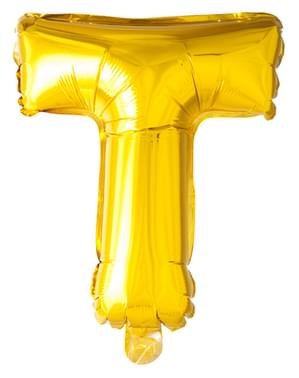 Zlatno slovo T folijski balon (102 cm)