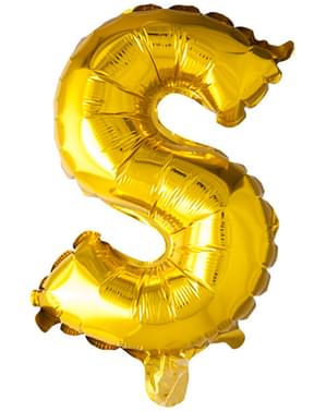 Bogstav S guldfarvet ballon (102 cm)