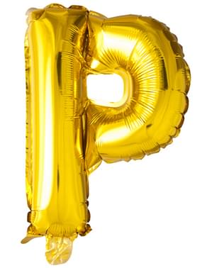 Balão letra P dourada (102 cm)