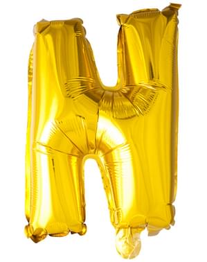 Balão letra N dourada (102 cm)