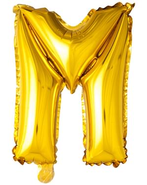 Bogstav M guldfarvet ballon (102 cm)