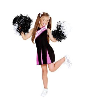 Cheerleader Kostüm schwarz rosa für Mädchen