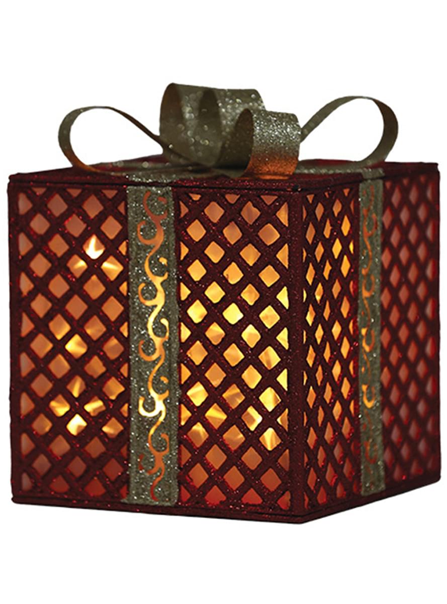 Caja de regalo navideña roja con luz