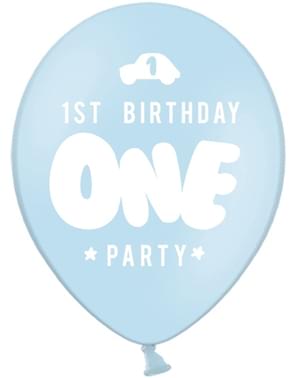 6 extra strong balloons for first birthday  in pastel blue (30 cm)