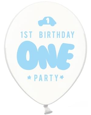 6 extra strong balloons for first birthday  in pastel blue (30 cm)