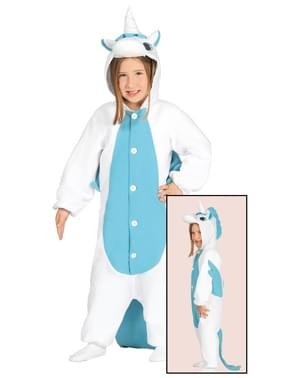 Blauw eenhoorn onesie kostuum voor kinderen