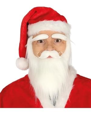 Broda z wąsami i brwiami Święty Mikołaj biała męska