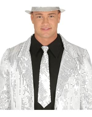 Cravate à paillettes argentée adulte