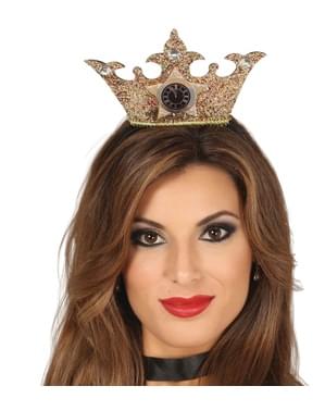 Diadema con corona dorada y reloj para adulto