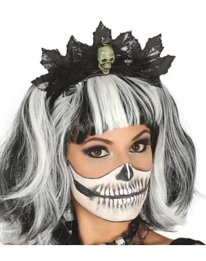 Diadema con hojas negras y calavera