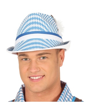Білий і синій капелюх Октоберфест для дорослих