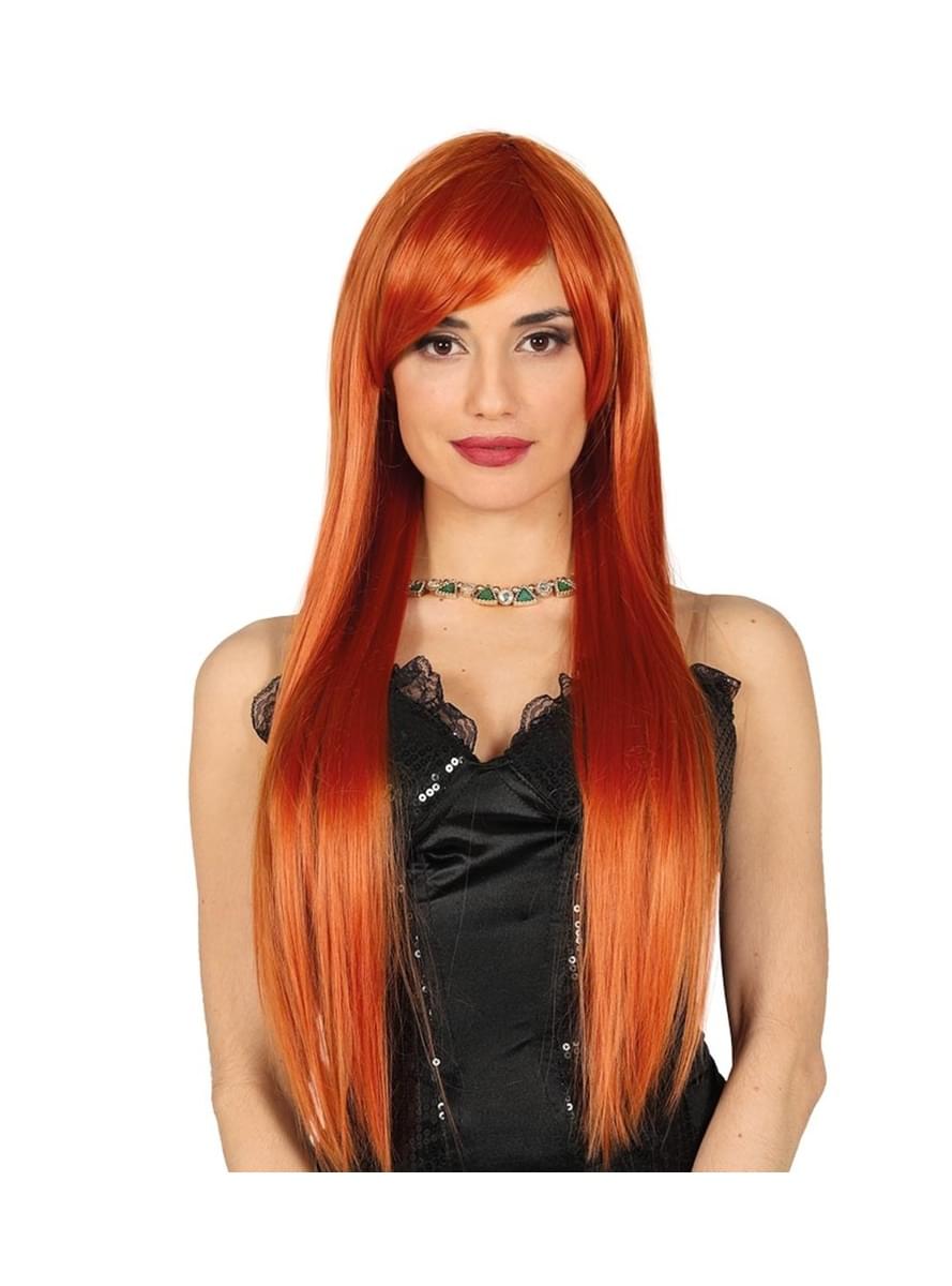 Chestnut smooth fringe wig for women