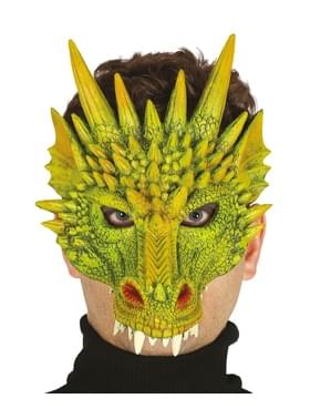 Demi masque dragon vert en latex adulte